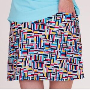 Tzu Tzu Matrix Print Multicolor Geometric Golf Skort Skirt Size Large